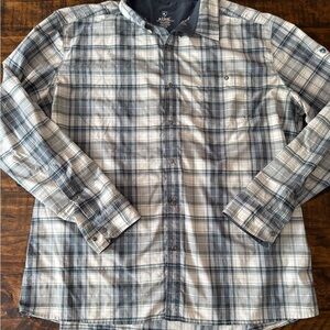 Kuhl Men's Plaid Casual Button Down Shirt - Blue and Gray